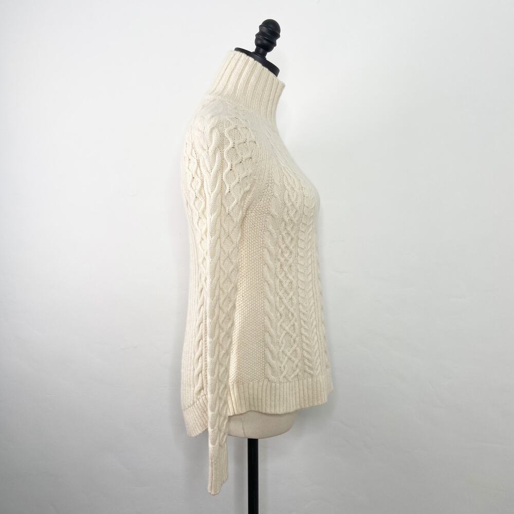 Ann Taylor Fisherman Sweater Cream Wool Alpaca Cable Knit Preppy Work Size XS - Picture 4 of 9